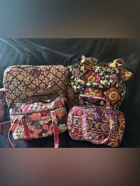 Vera Bradley Bag Bundle 4pc Crossbody Tote Travel Floral Quilted Lot